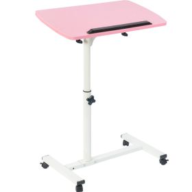 Portable Multifunctional Removable Laptop Desk with Wheels Bed Sofa Books Snack Pink