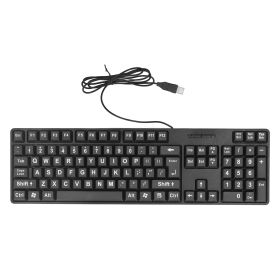 Wired Large Print Keyboard for Elderly 104 Keys Large Character Plug and Play USB Keyboard ABS Wired Keyboard for Laptop