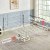 Queen White Metal Platform Bed Frame with Headboard and Footboard