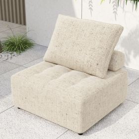 Outdoor Modular Sofa, Aluminium Structure, Support Cushion And Back Cushion Cover - Removable, Fade Resistant, With Waterproof Cover, Light Brown - Pr