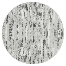 Milano Washable Manhattan Silver Woven Round Area Rug