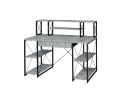 Amiel Desk; Faux Concrete & Black YF