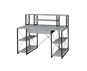 Amiel Desk; Faux Concrete & Black YF