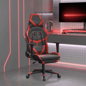 Massage Gaming Chair with Footrest Black&Red Faux Leather