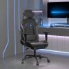 Massage Gaming Chair with Footrest Black&Gray Faux Leather