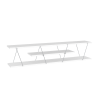 FurnisHome Store Tars Mid Century Modern Tv Stand 4 Shelves Open Storage Metal Cords Entertainment Centre 56 inch Low Tv Unit, White/Chrome