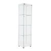 One Door Glass Cabinet Glass Display Cabinet with 4 Shelves, White