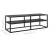 TV Stand Black with Black Marble Glass 47.2"x15.7"x15.7"