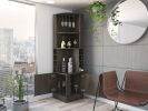 Isabelle 8-Bottle 2-Shelf Bar Cabinet Dark Walnut