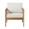 Contemporary Cushioned Eucalyptus Wood Patio Accent Chair – Natural