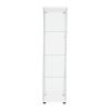 One Door Glass Cabinet Glass Display Cabinet with 4 Shelves, White