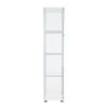 One Door Glass Cabinet Glass Display Cabinet with 4 Shelves, White