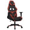 Massage Gaming Chair with Footrest Black&Red Faux Leather