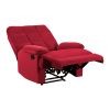 Reclining Chair Red Velvet Upholstery Square Tufted Back Pillowtop Arms Solid Wood Furniture Modern Living Room Recliner 1pc