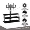 Free shipping Black Multi-Function Angle And Height Adjustable Tempered Glass TV Stand YJ