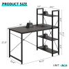 Gaming Desk with LED Lights, PC Gamer Desk for Small Spaces, Computer Desk with Reversible Storage Shelves, Carbon Fiber Black
