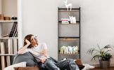 Ladder Shelf, 5 Tier Black Bookshelf, Modern Open Bookcase for Bedroom, Living Room, Office, Brown