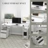 Office Computer Desk with LED Lights -white