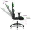 Gaming Chair with Footrest Black and Green Faux Leather