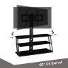 Free shipping Black Multi-Function Angle And Height Adjustable Tempered Glass TV Stand YJ