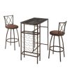 Only Pick Up 3-Piece Bar Steels Kitchen Dining Room Table Set Retro Brown Bar Chair for Dining Room