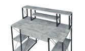 Amiel Desk; Faux Concrete & Black YF