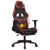 Massage Gaming Chair with Footrest Black&Red Faux Leather