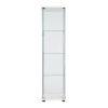 One Door Glass Cabinet Glass Display Cabinet with 4 Shelves, White