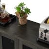 Industrial Wine Bar Cabinet, Liquor Storage Credenza, Sideboard with Wine Racks & Stemware Holder (Dark Grey, 55.12''w x 13.78''d x 30.31' ' h)