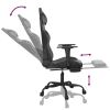 Massage Gaming Chair with Footrest Black&Gray Faux Leather