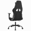 Massage Gaming Chair with Footrest Black&Gray Faux Leather