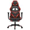 Massage Gaming Chair with Footrest Black&Red Faux Leather