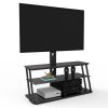 Free shipping Black Multi-Function Angle And Height Adjustable Tempered Glass TV Stand YJ
