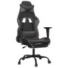 Massage Gaming Chair with Footrest Black&Gray Faux Leather