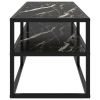 TV Stand Black with Black Marble Glass 47.2"x15.7"x15.7"
