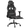 Massage Gaming Chair with Footrest Black&Gray Faux Leather