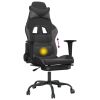 Massage Gaming Chair with Footrest Black&Gray Faux Leather
