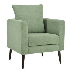 Upholstered Armchair With Solid Wood Legs (Color: Green)
