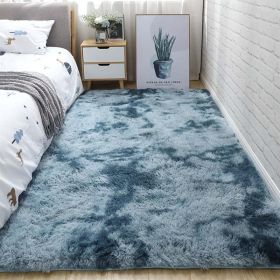Soft Fluffy Area Rug for Bedroom and Living Room (Color: Tie-dye Dark Blue)