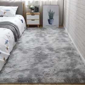 Soft Fluffy Area Rug for Bedroom and Living Room (Color: Tie-dye Gray)