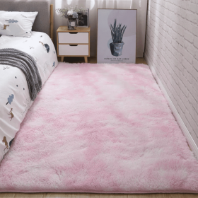 Soft Fluffy Area Rug for Bedroom and Living Room (Color: Tie Dye Light Pink)