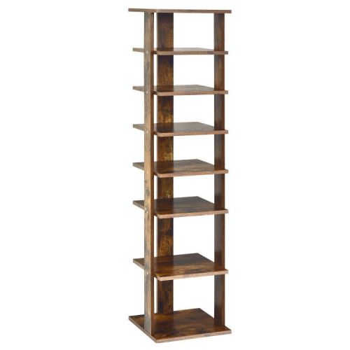 Wooden Space Saving 7 Tiers Vertical Shoe Rack for Front Door