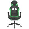 Massage Gaming Chair with Footrest Black&Green Faux Leather