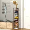 Wooden Space Saving 7 Tiers Vertical Shoe Rack for Front Door